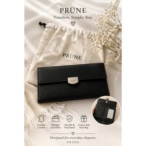 Prune Black Pebbled Leather Continental Wallet P101436F0 NWT